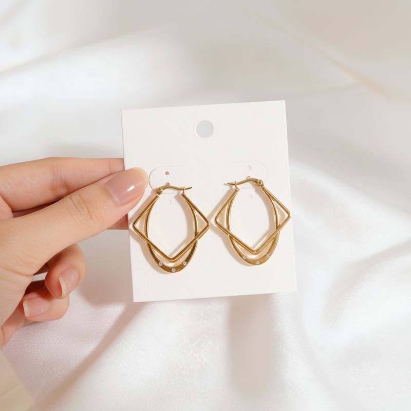 Love Triangle Gold Plated Earring